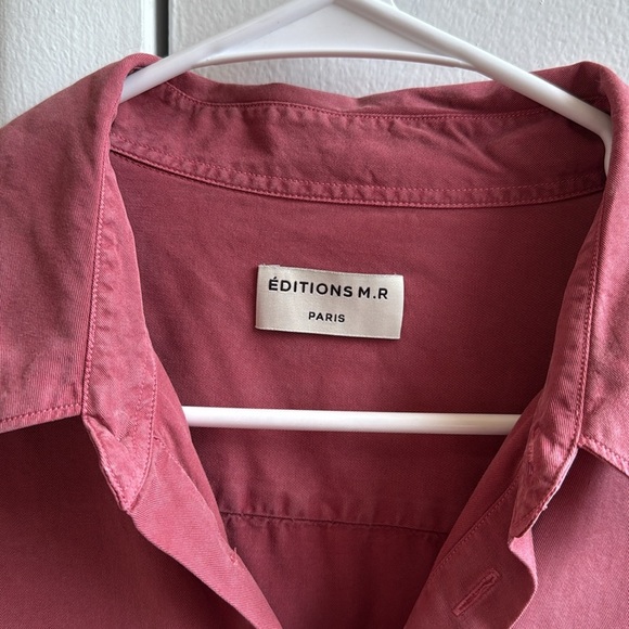 Editions M.R Tencel Collared Muted Red Button Down Long Sleeve Shirt - Picture 3 of 8